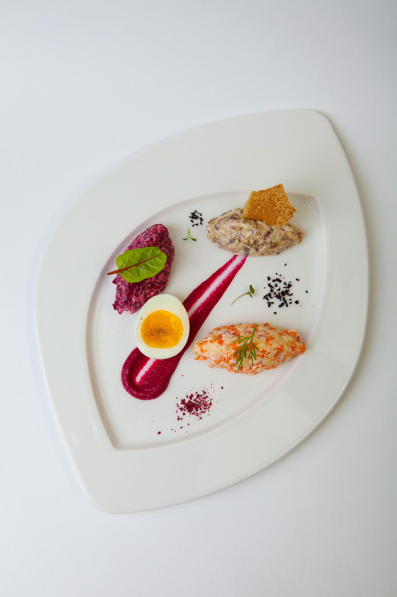 Assortment of plated course samples